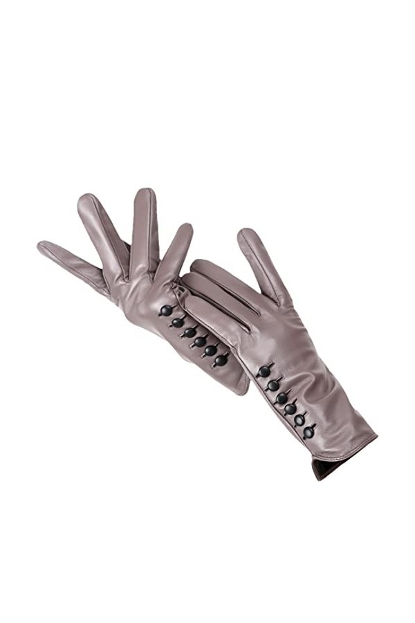 Gants dhiver en cuir pour femme avec doublure en laine polaire pour écran tactile