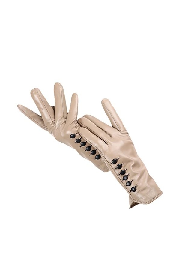 Gants dhiver en cuir pour femme avec doublure en laine polaire pour écran tactile