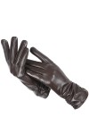 Gants dhiver classiques en cuir plissé pour femme - Couleur : cuir véritable - Pour femme