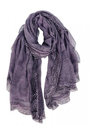 DAMILY Élégant Écharpe à Imprimé Dentelle Pour Femme Hiver Doux Foulards en Coton Léger Cadeau Châle Stole 95CM * 200CM Viol