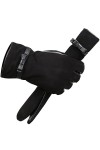 Gants dhiver en cuir de mouton noir pour femme, Noir , 36