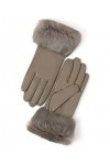 YISEVEN Gants en Cuir Peau de Mouton Véritable Femme Nouveau Hiver Écran Tactile Chaud Lapin Fourrure Laine Doublée Elégante 