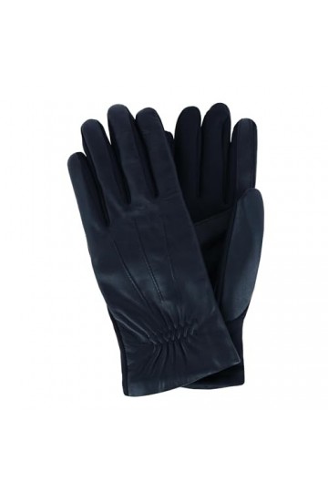 Isotoner Gants dhiver en cuir stretch pour femme avec poignet froncé, noir, small/medium