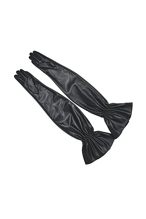 Gants Et Moufles Femme Gants Longs À Manches Lanternes Jaunes Pour Femmes En Cuir Pu Personnalité De La Mode,05,Taille Unique