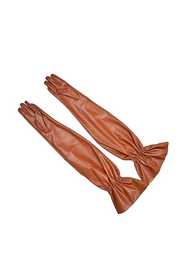 Gants Et Moufles Femme Gants Longs À Manches Lanternes Jaunes Pour Femmes En Cuir Pu Personnalité De La Mode,05,Taille Unique