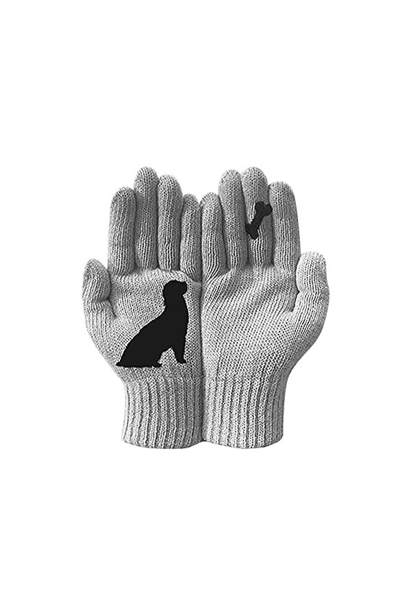 INGVY Gants dhiver pour femmes, gants en laine pour femmes, automne et hiver, moufles chaudes à impression chat couleur : g