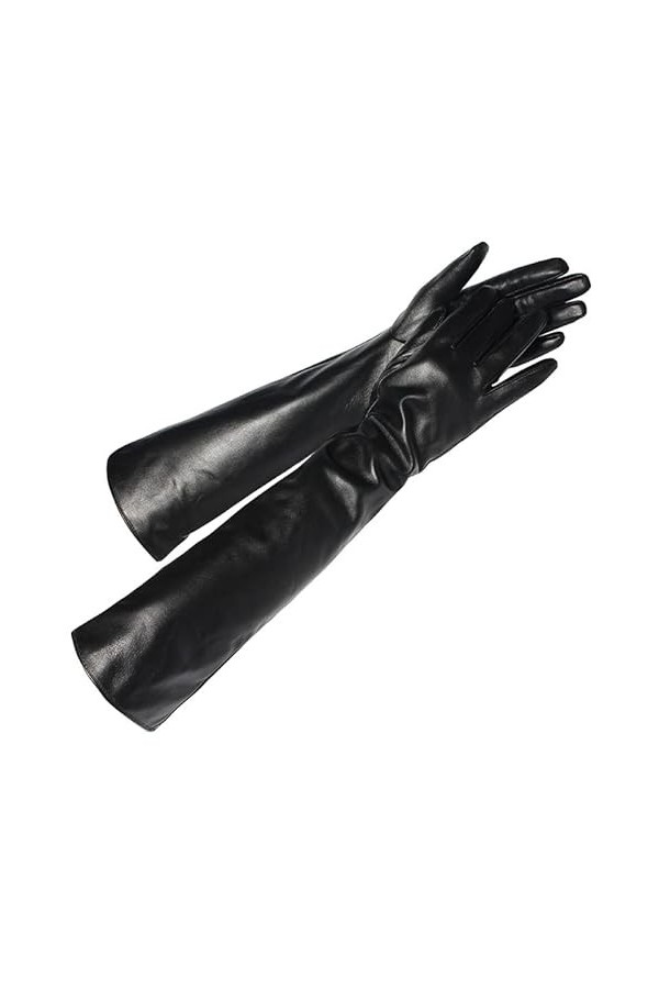 TJOIUY Gants dhiver Gants dhiver en Cuir véritable Femmes Noir écran Tactile en Peau de Mouton véritable Gants Longs Mitain
