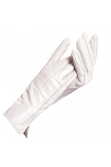 Gants en cuir pour femmes, moufles dhiver chaudes en cuir gris clair pour femmes, gants simples pour femme, Noir , S