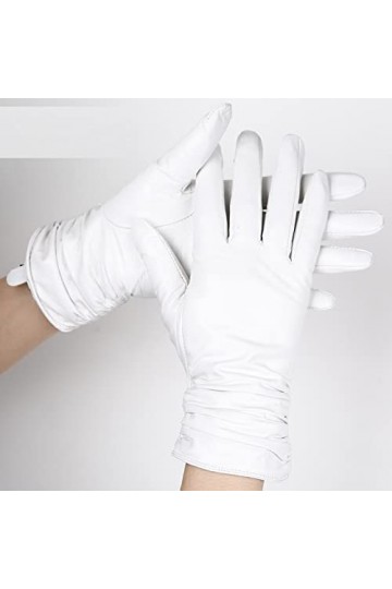 Gant Femme Gants Femme Hiver Gants Pour Femmes En Cuir Blanc, Doublure En Coton Pour Plus De Chaleur, Gants En Cuir À La Mode