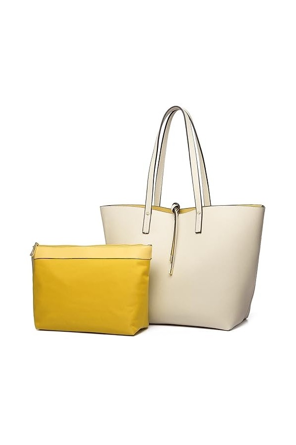 Miss Lulu Sac Porté Main Bandoulière Femme Double Face en PU Cuir Cabas Set de 2,Noir,Taille unique