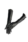 Gants dhiver en peau de mouton pour femme - Moufles en cuir pour femme - Style long pour garder au chaud, Noir , 36