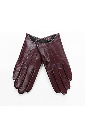 UimimiU Gants en Peau de Mouton Froide à écran Tactile Femmes Gants en Cuir Marron Noir Délin Fin Section de Conduite Gants d