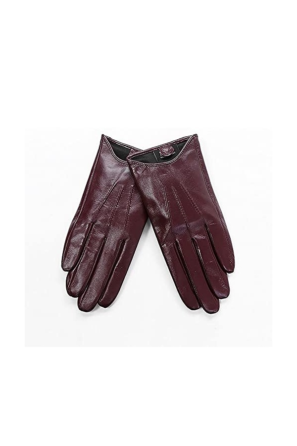 UimimiU Gants en Peau de Mouton Froide à écran Tactile Femmes Gants en Cuir Marron Noir Délin Fin Section de Conduite Gants d