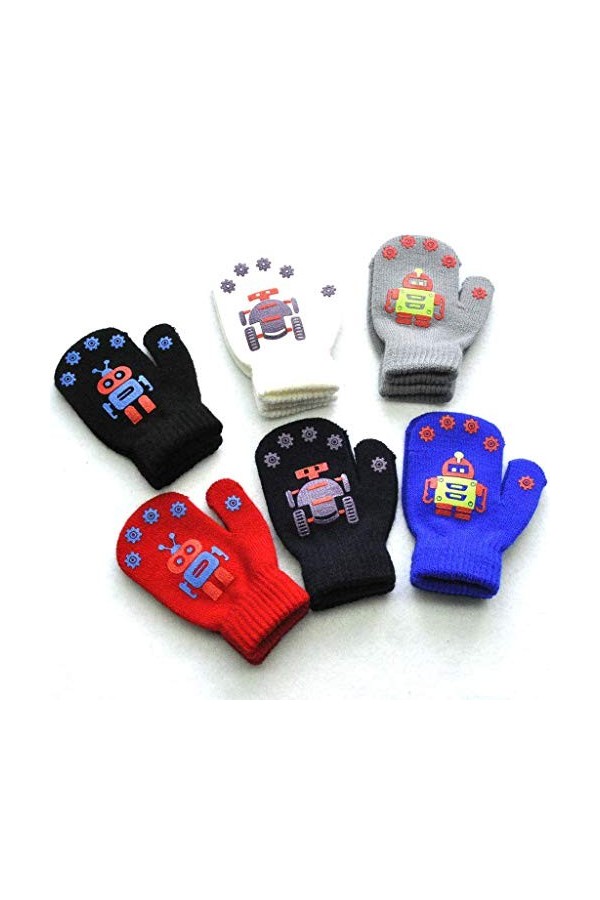 Gants tricotés Imprimer Robot Patchwork Mignon Chaud Enfants Gants dhiver Gants Mitaines for Femmes Temps Froid Color : Nav