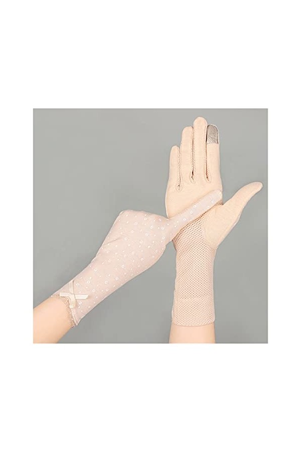 Roytil Gants de Protection Solaire dété Gants for Femmes Dames Été Coton Impression Fleur Dentelle Bord Respirant Antidérapa