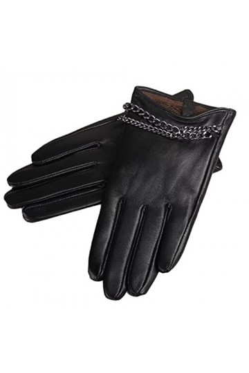 Femme Gants Gants En Cuir Véritable Pour Femmes Gants DÉcran Tactile En Peau De Mouton Chaud DHiver Mitaines Noires Noir L