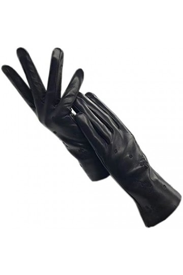 Femme En Gants DHiver Gants DHiver En Peau De Mouton Pour Femmes, Gants De Conduite En Cuir Chaud, Gants De Moto, Noir 7