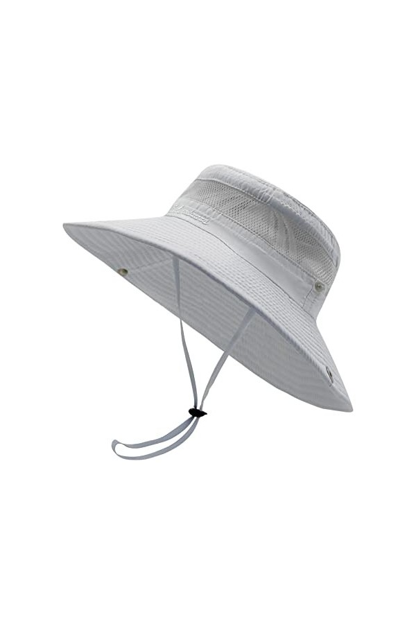 SEYUFN Chapeau Femme Soleil Outdoor Summer Protection UV Chapeau De Brousse&nbsp;Queue De Cheval en Maille à Large Bord pour La Ra