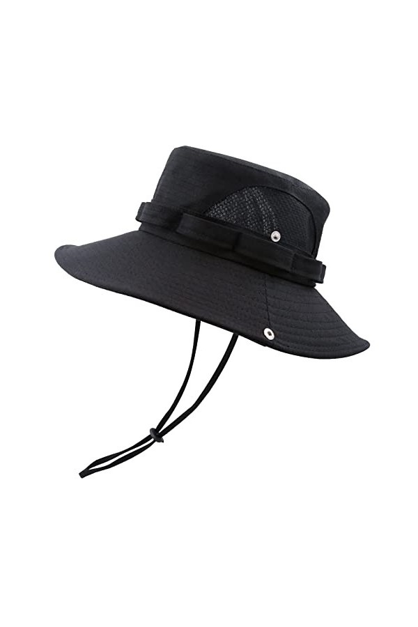 SEYUFN Chapeau Femme Soleil Outdoor Summer Protection UV Chapeau De Brousse&nbsp;Queue De Cheval en Maille à Large Bord pour La Ra