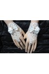 Roytil Strass Dentelle Brides Mariage Floral Bowknot Fingerless Gants Courts Gants Mitaines Femmes Color : White, Size : One