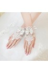 Roytil Strass Dentelle Brides Mariage Floral Bowknot Fingerless Gants Courts Gants Mitaines Femmes Color : White, Size : One