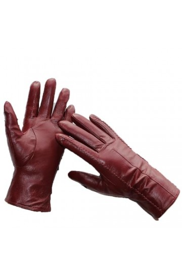 Dcvmvmn Gants en cuir de couleur pour femme avec doublure en polaire pour lautomne et lhiver, bordeaux, 8 1/2