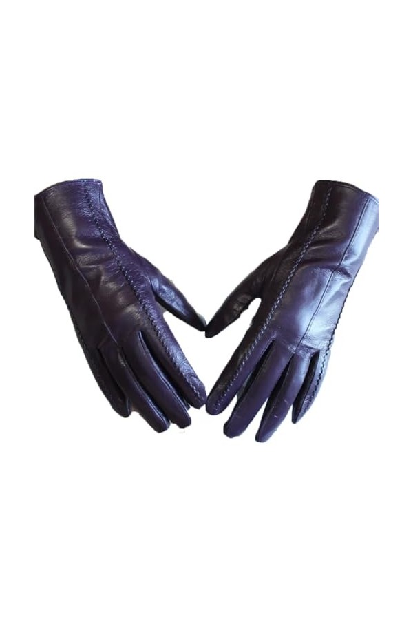 Dcvmvmn Gants en cuir de couleur pour femme avec doublure en polaire pour lautomne et lhiver, bordeaux, 8 1/2