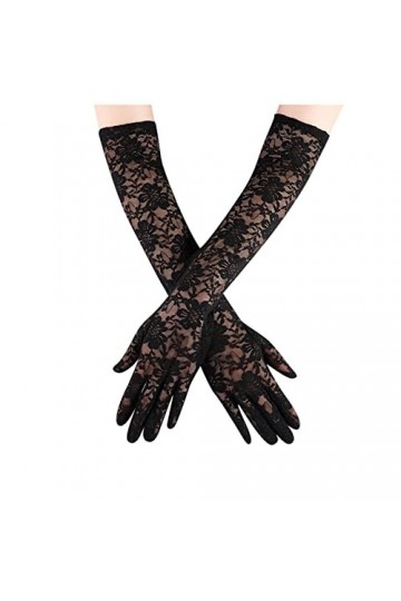 PNGLLD Opera 1920s Floral Size Flapper Gants Dentelle Stretchy Party Dentelle Adulte for Gants Gants Mitaines Color : Black,