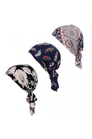 Lot de 3 foulards chimio pré-noués pour femme style 6 long , Taille unique