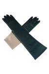 Gants dhiver à manches longues en peau de mouton pour femme - Gants dhiver chauds et épais - Noir