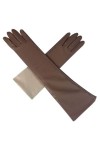 Gants dhiver à manches longues en peau de mouton pour femme - Gants dhiver chauds et épais - Noir