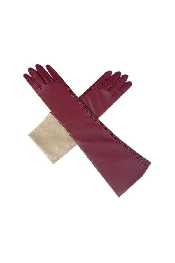 Gants dhiver à manches longues en peau de mouton pour femme - Gants dhiver chauds et épais - Noir