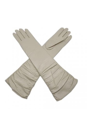 Gants longs en peau de mouton pour femme - 45 cm - Cuir verni brillant - Gants dhiver chauds