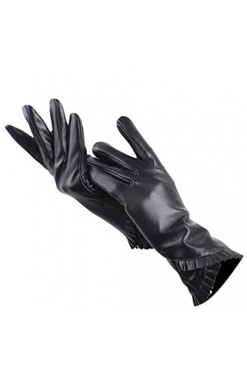 Gants noirs pour femmes, gants dhiver épais pour femmes, gants en cuir pour femmes, Noir , L