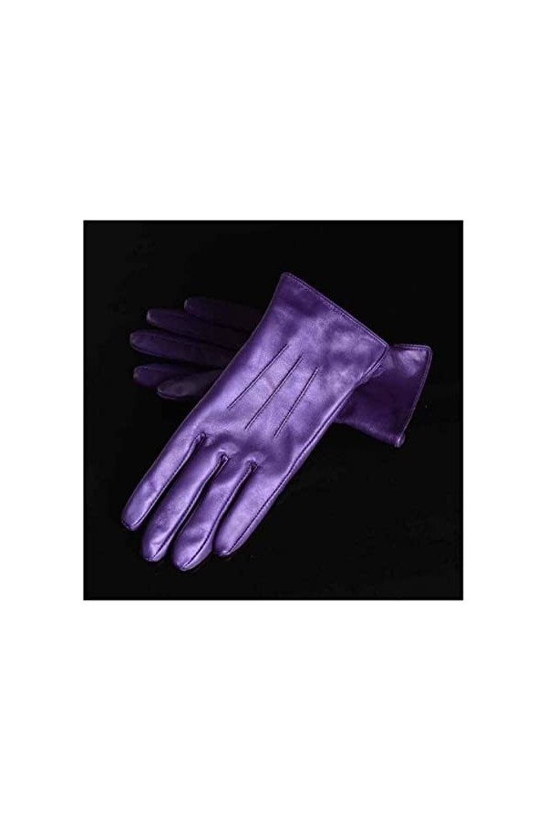 TJOIUY Gants dhiver Femmes Dames en Cuir véritable Peau Hiver Chaud épais Doublure Blanc Gants colorés Bleu Mignon extérieur