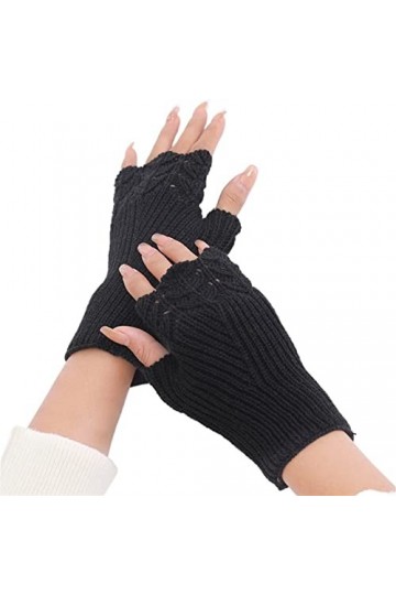 INGVY Gants dhiver semi-moufles en hiver doux et chaud en laine tricotée protège-bras gants courts doux et chauds gants de t