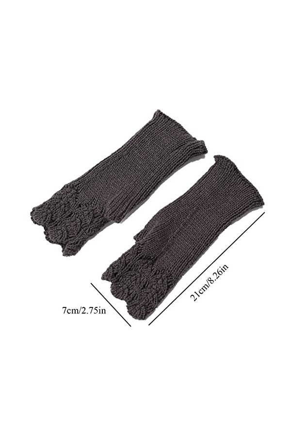 INGVY Gants dhiver semi-moufles en hiver doux et chaud en laine tricotée protège-bras gants courts doux et chauds gants de t