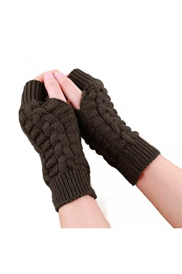 INGVY Gants dhiver semi-moufles en hiver doux et chaud en laine tricotée protège-bras gants courts doux et chauds gants de t