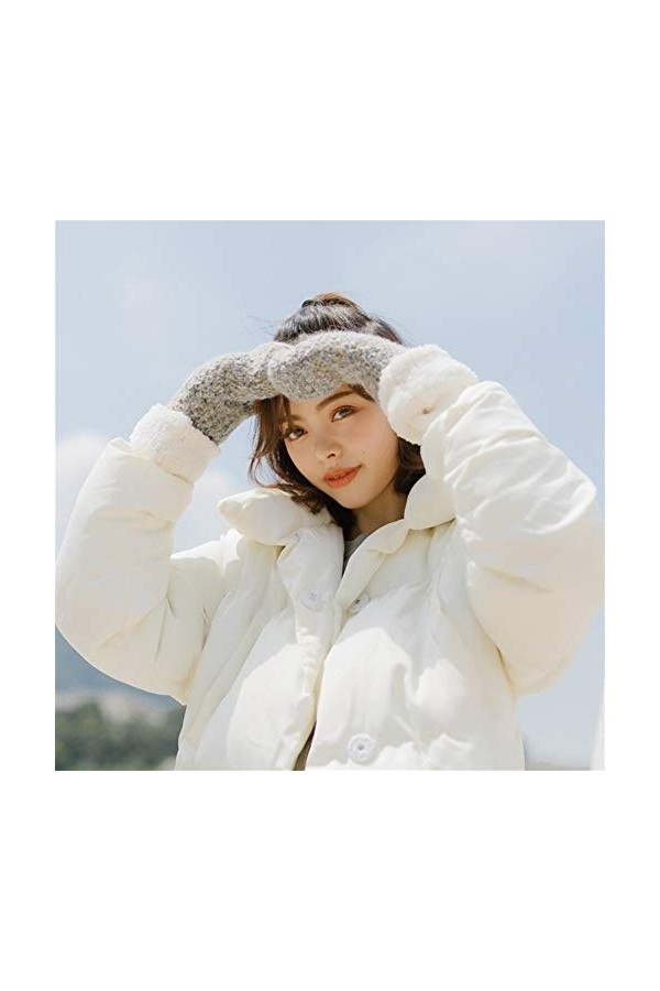 Gants Hiver Les moufles et des épaississements de velours mignon Gants en laine chaude Color : Multi-colored, Size : One siz