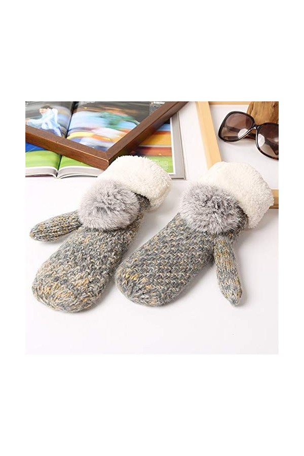 Gants Hiver Les moufles et des épaississements de velours mignon Gants en laine chaude Color : Multi-colored, Size : One siz