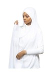 Hijab Foulard à Enfiler avec bonnet intégré pour femme musulmane voilée châle islamique voile enfilable Blanc 