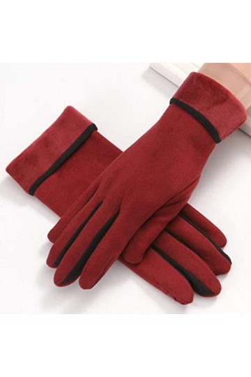 Gants dhiver tricotés pour femme, gants pour écran tactile, gants de cyclisme en faux daim pour femme, gants doux coupe-vent