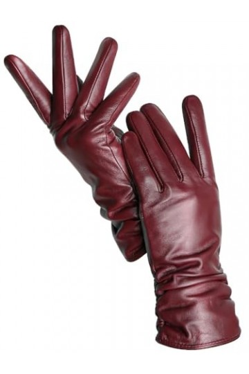 HEAITHpool Gants Femme Hiver Chaud Plus Polaire Court Mince Tactile Couleur Conduite Gants Cuir Femme, Royal Blue Touch, XL