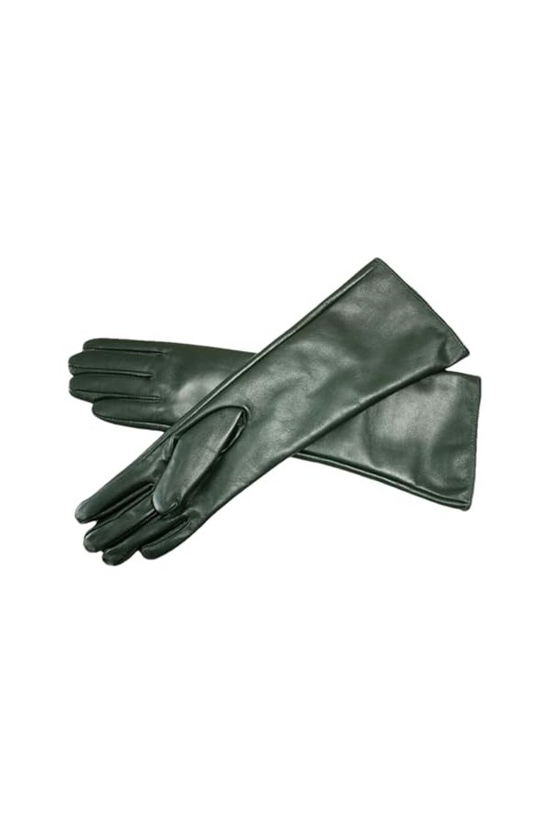 HEAITHpool Gants de 38 cm de long. Gants doigts en cuir coloré pour femme avec doublure en polaire pour rester au chaud en au