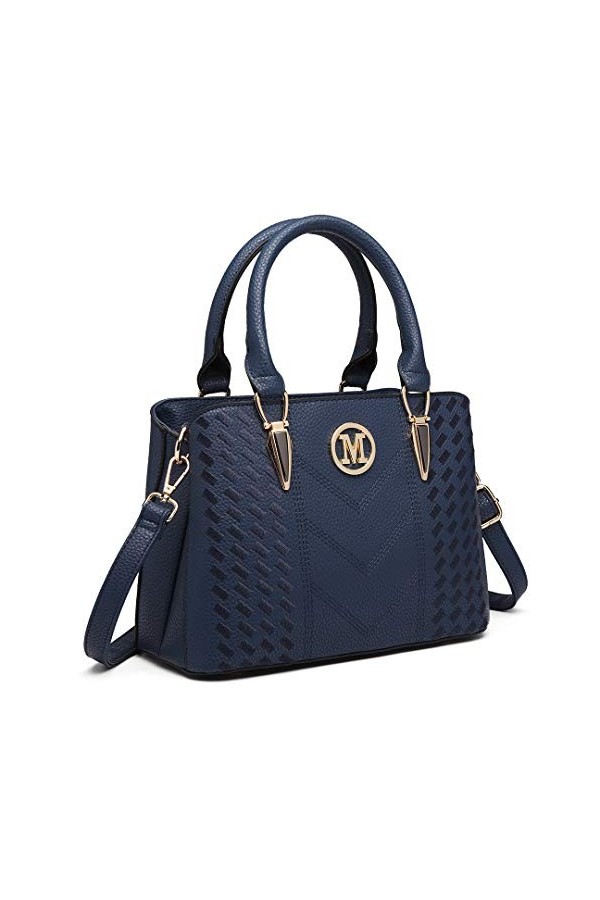 Miss Lulu Sac à Main Simili Cuir Femme Bandoulière Galet avec logo M Noir 