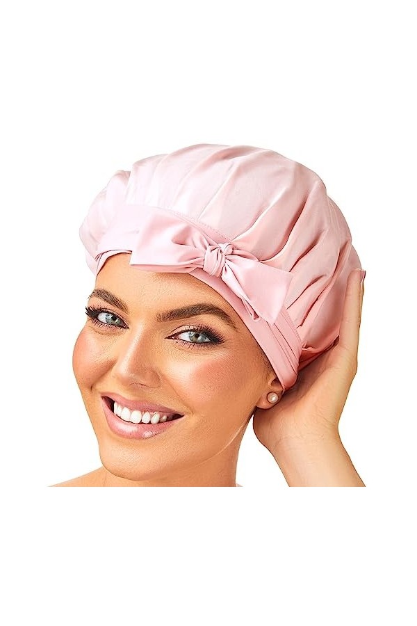 Bonnet en Soie - 100% Soie de mûrier - Bonnet de Sommeil en Soie - pour Femme - Bonnet de Nuit pour Cheveux bouclés - Turban 