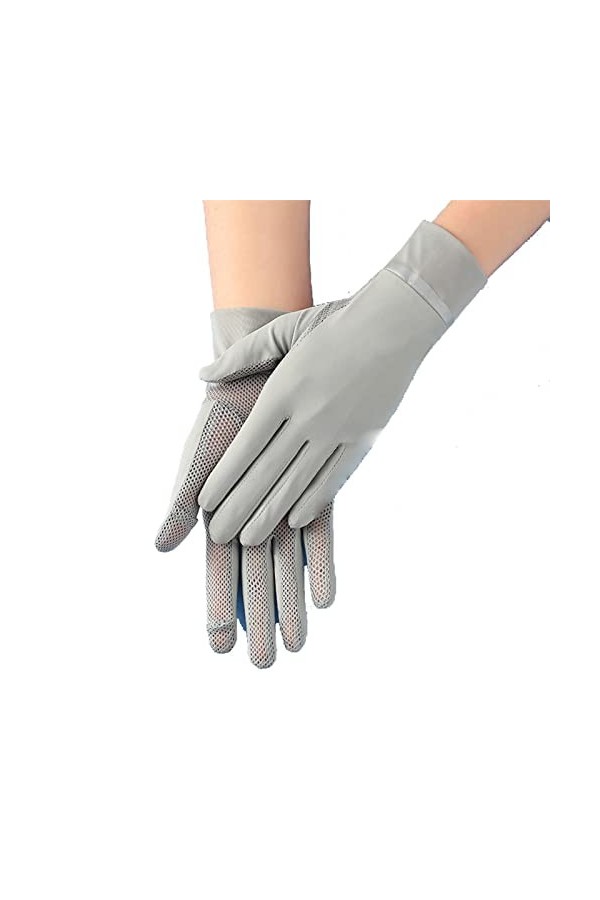 INGVY Gants dhiver pour hommes, gants dété pour femmes, gants de soleil courts en soie glacée fine, paume en maille, doigts