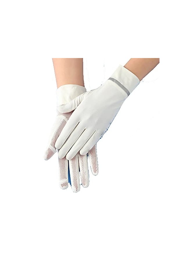 INGVY Gants dhiver pour hommes, gants dété pour femmes, gants de soleil courts en soie glacée fine, paume en maille, doigts