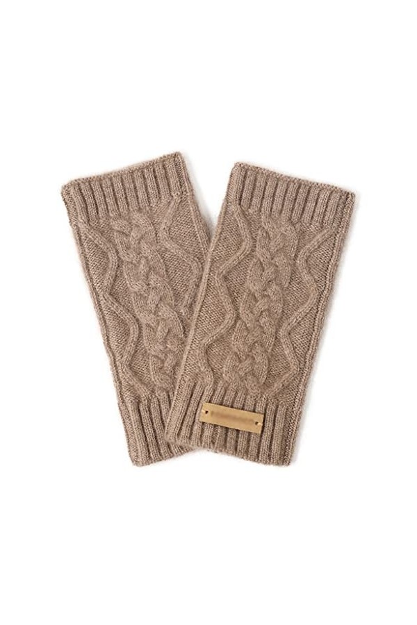 Manchettes dhiver chaudes en cachemire pour femme - Simple et doux pour la peau - Avec manches à motif - Avec trou pour le p