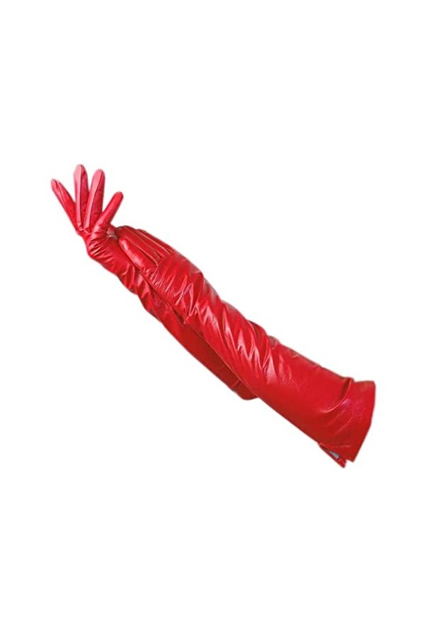 Gants dhiver pour femme en peau de mouton rouge 45 cm